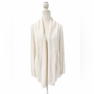Beyond Yoga Open Front Cardigan Size Large Ivory Shawl Collar Soft Knit